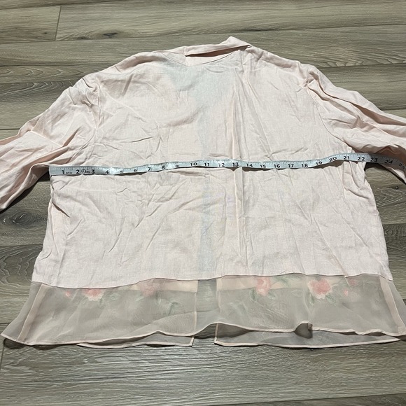 Vtg Samantha Rose Floral Linen Jacket Chiffon Ruffle Plus Size 18 Cottage Core - Picture 2 of 6